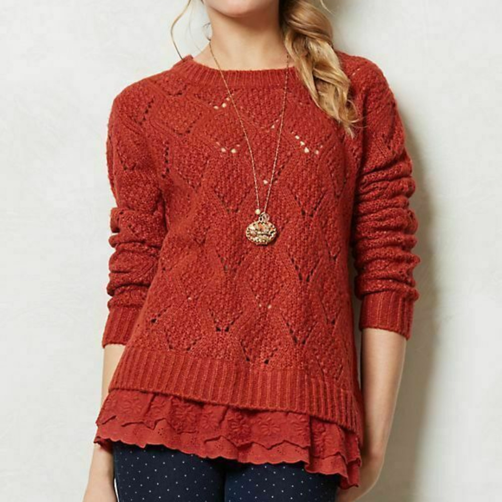 Anthropologie Lili's Closet Sweater Small S Orange